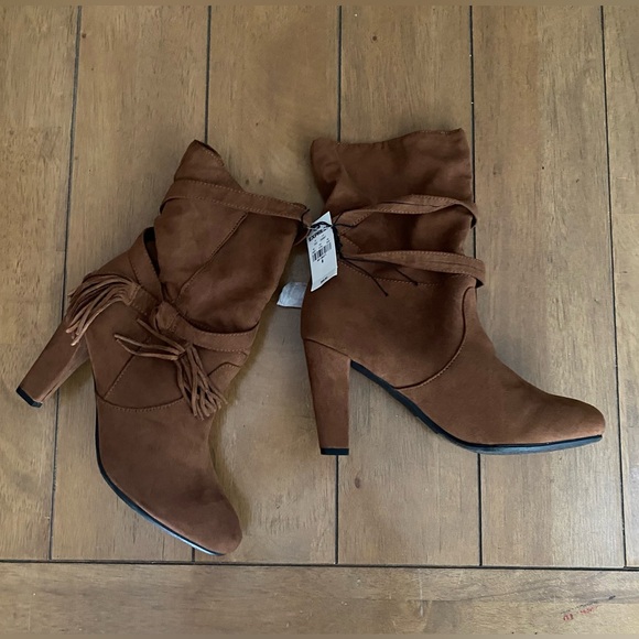NWT EXPRESS brown mid-calf heel boots size 8 - Picture 8 of 12